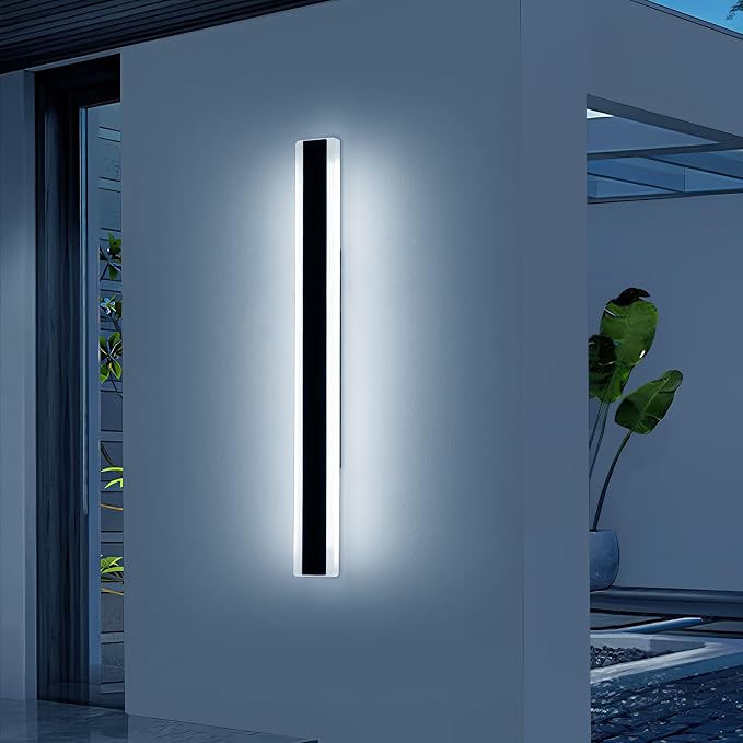 47inch Outdoor Wall Sconces, Dimmable 3000K-6000K Exterior Long Wall Lights, IP65 Waterproof, Modern Wall Mounted Light Fixture for Patio, Garage, Porch, Yard with Remote Control