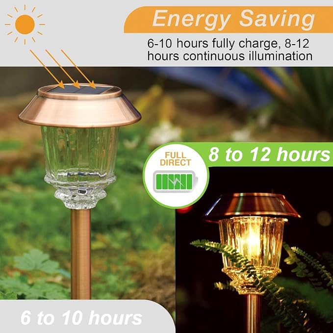 XMCOSY+ Solar Pathway Lights Outdoor - 6 Pack Solar Garden Lights, 10-40 LM Dimmable Solar Lights Outdoor Waterproof Auto On/Off IP 65 Solar Powered Landscape Lighting for Patio Walkway Driveway | Aluminum & Glass 40 LM Dimmable 8-12 Hours Brightness, ...
