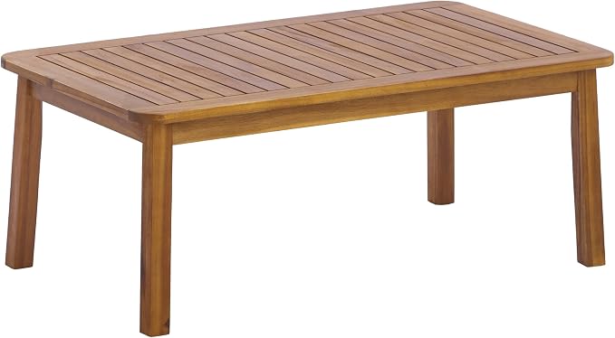 Christopher Knight Home 4 Piece Outdoor Conversation Sofa Set with Coffee Table, Acacia Wood Patio Furniture Set with Cushions, Loveseat 2 Chairs and Table, Teak Finish Outdoor Seating Set
