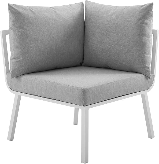 Modway Riverside 4 Piece Sectional Set with Armchair and Table, 61. 5" L x 114" w x 28" H, White Gray