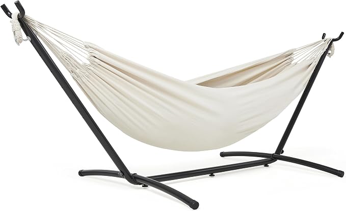 Mondeer Double Hammock with Portable Outdoor Stand 2 Person Hammock for Camping Beach Travel 200kg Load Capacity Beige