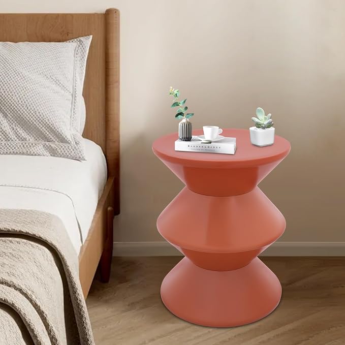 Funky Side Table Trendy Side Table Funky Sofa Stool Small Night Stand for Couch Sofa, White Outdoor Side Tables Boho Decor End Table for Coffee Patio (Orange)