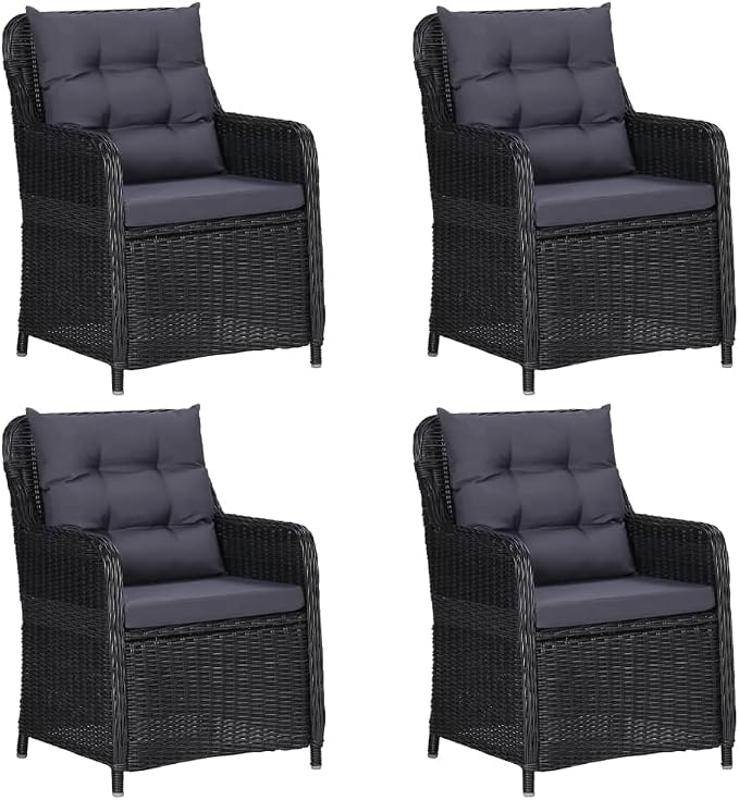5 Piece Patio Dining Set,Outdoor Dining Set,Patio Furniture Set,Outdoor Patio Chairs,Porch Chair,Outdoor Coffee Table,Front Porch Furniture,Modern Set,Patio Dining,for Garden,Poolside, Black