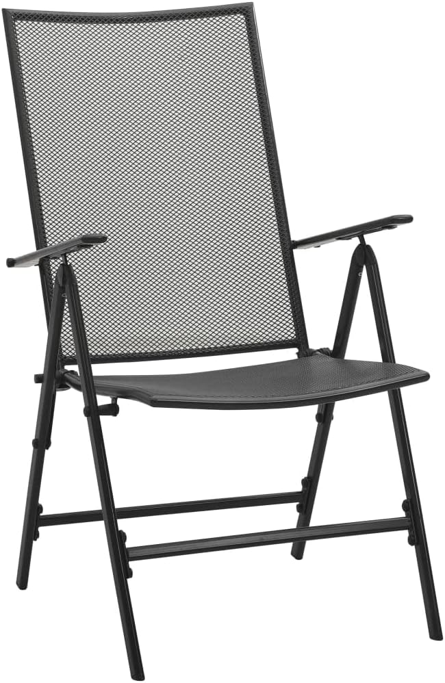 5 Piece Patio Dining Set Steel Anthracite Outdoor Furniture Table and 4 Reclining Chairs with Mesh Design Weather Resistant for Garden Backyard Balcony Patio Use Adjustable Foldable Space Saving