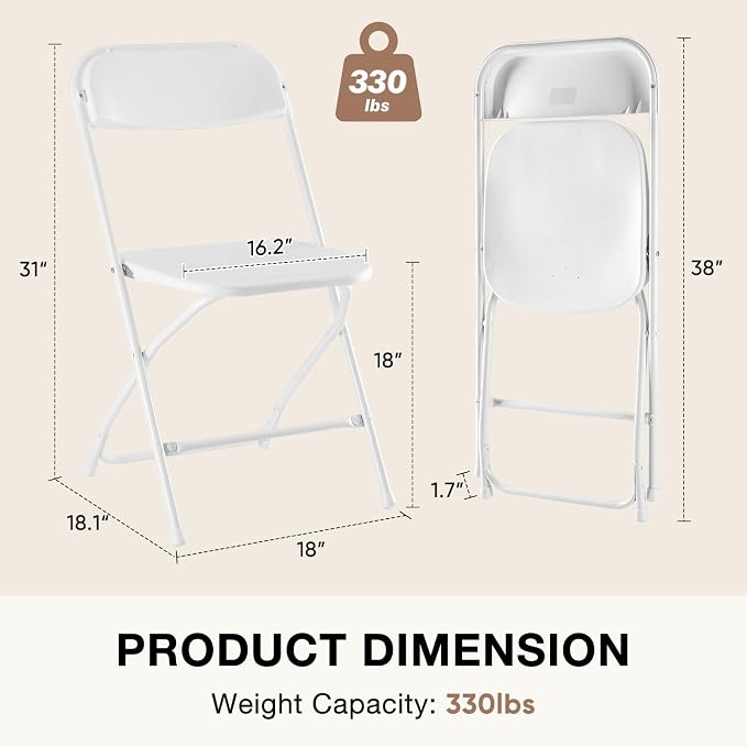 Sweetcrispy 6 FT Folding Picnic Table with 6 White Folding Chairs, Easy to Fold and Store, Foldable Table for Camping Picnic Dining Party Kitchen Outdoor Indoor with Carrying Handle