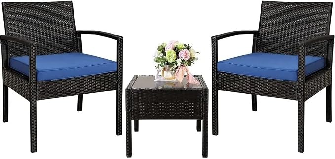 Outdoor Patio Furniture Sets Rattan Conversation Set with Comfortable Cushions Chairs and Coffee Table Outdoor Sectional for Garden Backyard Porch Poolside
