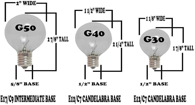 100 Foot G50 Outdoor Patio String Lights with 125 Clear Globe Bulbs
