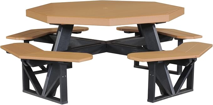 Furniture Barn USA Poly Lumber Octagon Picnic Table, Cedar & Black
