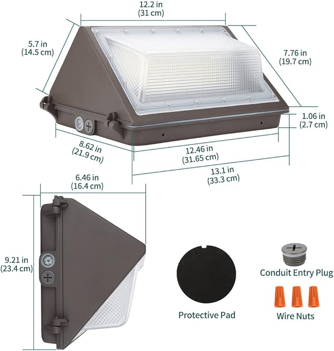 100W LED Wall Pack with Dusk to Dawn Photocell, 13000LM | 5000K Cold White 100-277V, IP65 Waterproof Commercial Outdoor LED Wall Lights for Parking Lot, Yard, Warehouse, ETL Listed