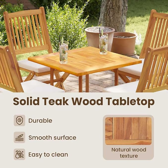 vidaXL Solid Teak Wood Table Top Square Dining Wooden Replacement Tabletop Kitchen Dining Room Home Indoor Restaurant Furniture 27.6"