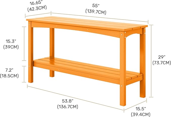Costaelm Outdoor Plant Stand, 2-Tier Small Outdoor Table, Outdoor Side Tables for Patio or Indoor, Patio Table for Pool, Porch, Weather Resistant Easy Maintenance, Orange