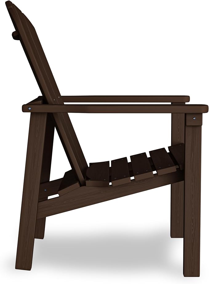 nevilywood Compact Stackable Adirondack Chair,All Weather HDPE,380lb.Coffee | 26.3" Wide HDPE.All-Weather Outdoor.Maintenance-Free.Stackable for Storage.25°Curved Straight Backrest.Quick Assembly