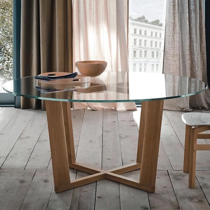 Dulles Glass 30 inch Round Glass Table Top - Tempered - 3/8" Thick Glass Surface, Safe Flat Polished, Multipurpose for Dining Table, Patio, Coffee and End Table