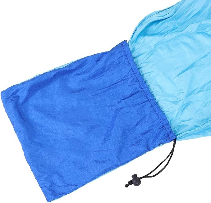 Portable Camping Travel Single Hammock, Lightweight Hanging Bed with Tree Straps and Metal Buckles, 300kg Capacity Nylon Hammock for Outdoor Hiking Backpacking (Matching Tree with Sky Blue and Blue)