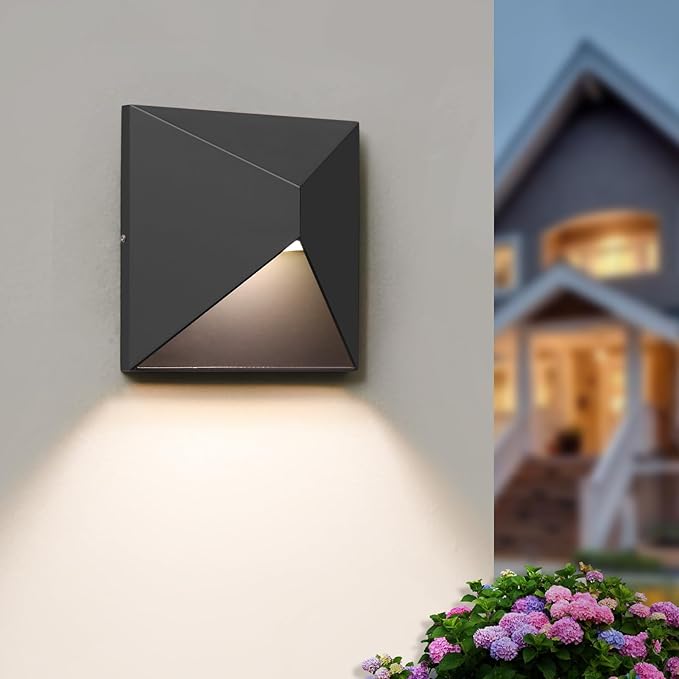 Outdoor Light Fixture Wall Mount with 3 Lighting Modes, LED Exterior lighting fixtures for Outside, Modern Front Porch Lights, Waterproof Black Wall Sconce for House, Patio, Garage, Doorway, Entryway