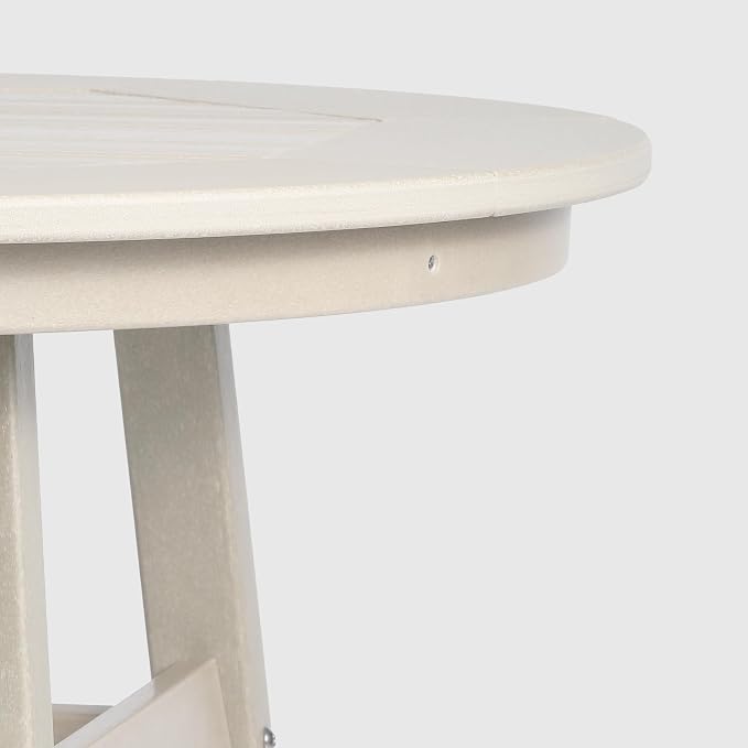 WestinTrends Outdoor 35" HDPE Round Patio Counter Height Bar Table, Sand