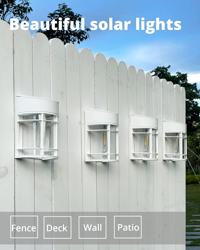 Solar Fence Lights, 12 Pack Waterproof Solar Lights Outdoor, 3000K Warm White LED Outdoor Solar Lights for Fence Garden Yard Step Stairs Patio Décor