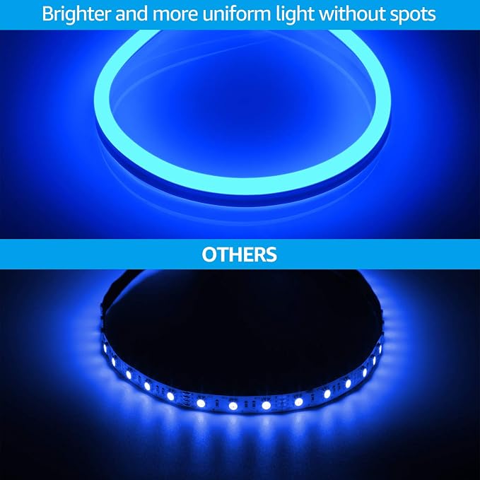 TORCHSTAR 50ft LED Neon Rope Light, Blue LED Strip Lights | Outdoor IP67 Waterproof, 120V UL Plug, ETL Connectable, Neon Light Strip for Shop Sign, Patio Decor, Max 2 Sets (100FT)