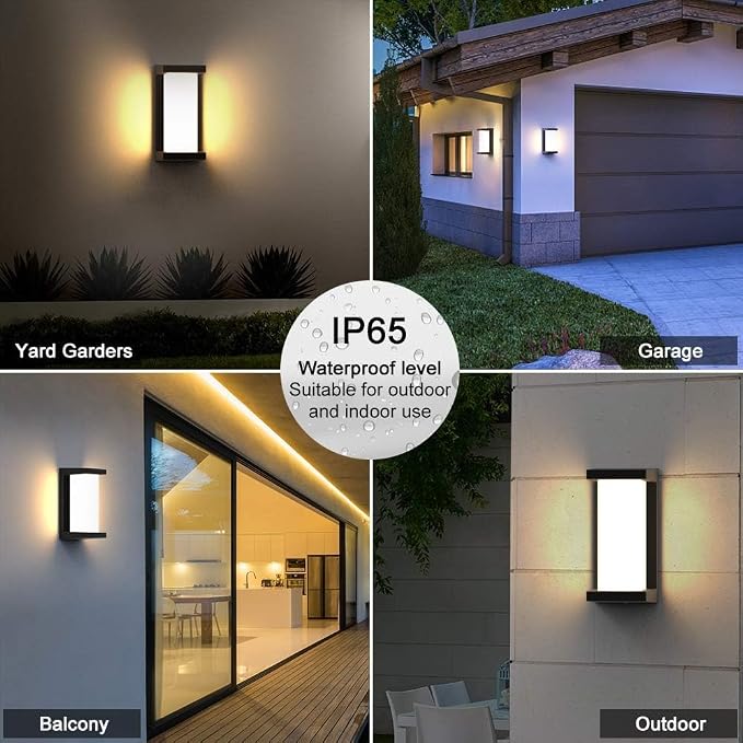 Dusk to Dawn Exterior Wall Lights,Modern LED Outdoor Light Fixture,3000k Black Wall Sconce,Ouside Light for House Porch Patio Garage Walkway Backyard Garden