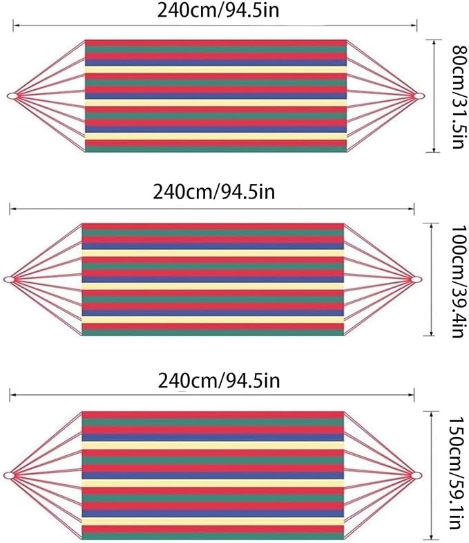 Double Hammock 2 Person Canvas for Patio Garden Backyard Outdoor and Indoor (Red, Blue)(Red240X100cm)