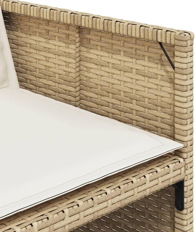 13-Piece Patio Dining Set with Cushions Beige Poly Rattan Outdoor Furniture Set, Tempered Glass Table & 12 Foldable Chairs for Garden Backyard Balcony