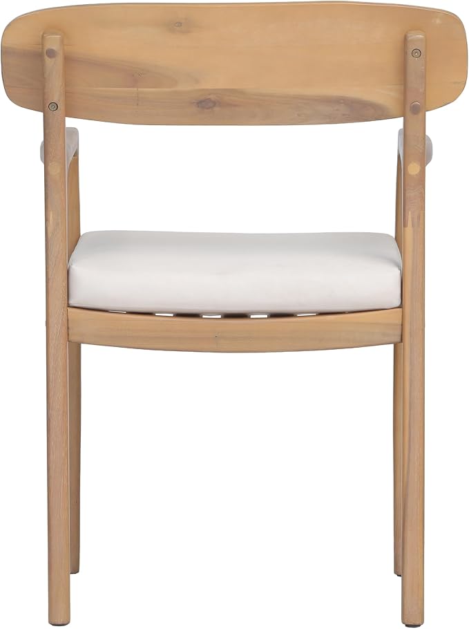 Christopher Knight Home Zoa Acacia Wood Dining Set for 4, Outdoor Dining Table with Dual Slatted Pedestal Bases, Outdoor Dining Chairs with Cushions, 5 Piece Patio Dinner Set, Beige/Teak