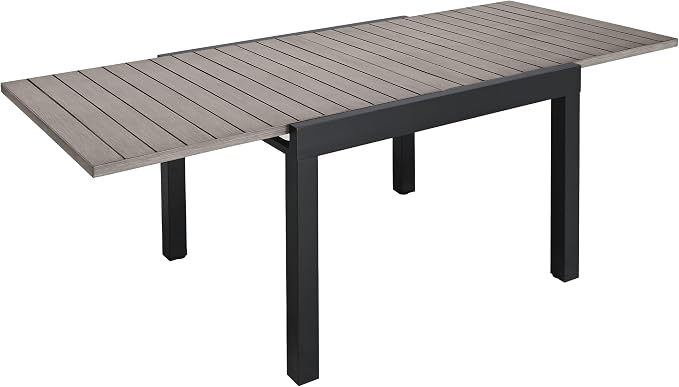 Expandable Patio Dining Table for 4-8 Person, Aluminum Extendable Outdoor Table, 38"-77" Adjustable Patio Table, Square/Rectangular Outdoor Accent Table for Garden, Backyard, Poolside, Gray