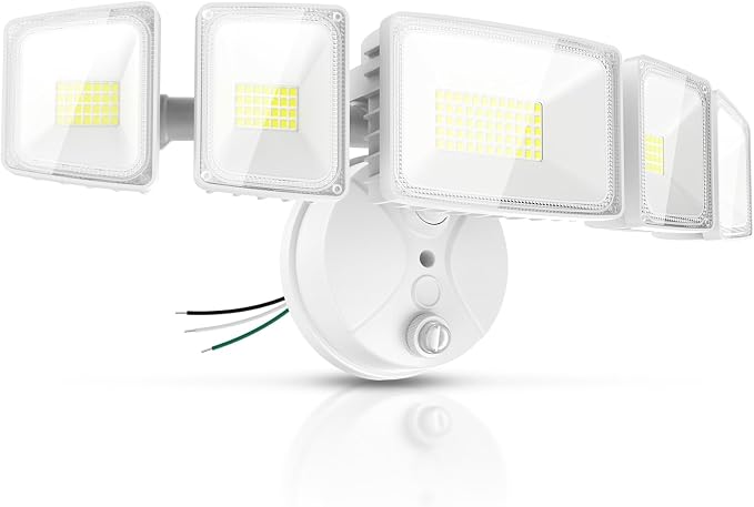 Onforu 120W Dusk to Dawn Flood Light Outdoor, IP66 Waterproof, 5 Head,White | 12000lm 6500k Super Bright, Hardwired, Automatic Dusk to Dawn Outdoor Lighting for Home Garage,Yard, Driveways