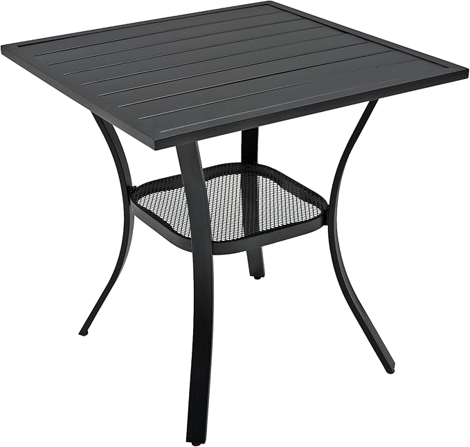 Anmutig Patio Square Table and Chairs Small Outdoor Set with 2 Piece Grey Stackable Chairs and 27.5" Table