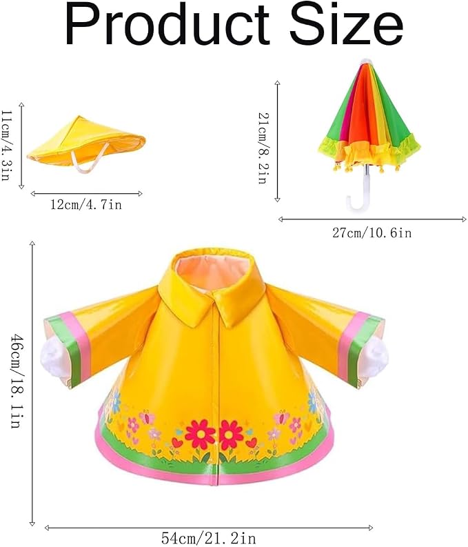 Raincoat Porch Goose Outfits,Spring Summer Lawn Goose Statue Raincoat Clothes,Fits 23" Geese Statue, for Summer Outdoor Patio Yard Lawn Garden Decoration (Raincoat-Yellow Flower)