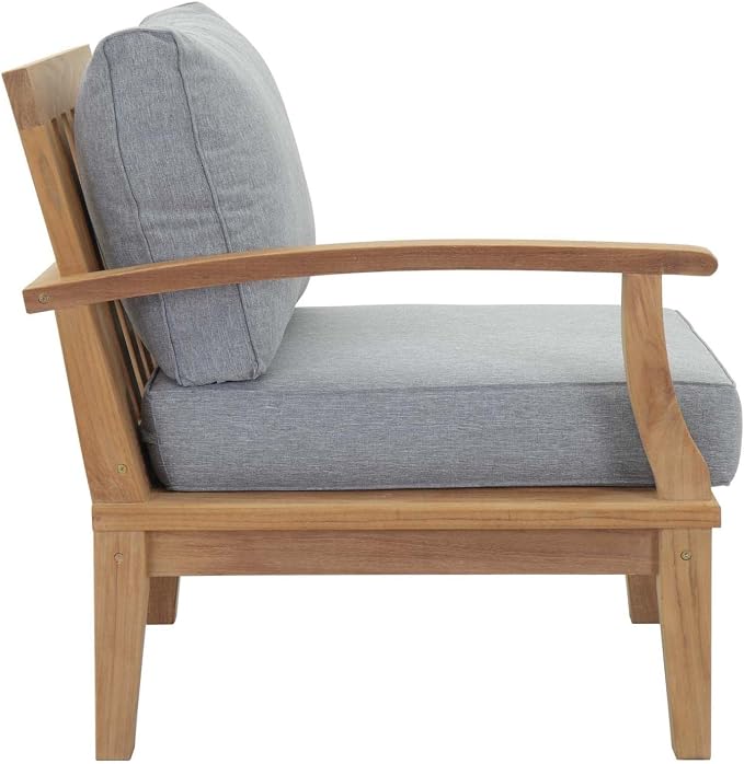 Modway EEI-1822-NAT-GRY-SET Marina Premium Grade A Teak Wood 2-Piece Outdoor Patio Furniture Set, Natural Gray