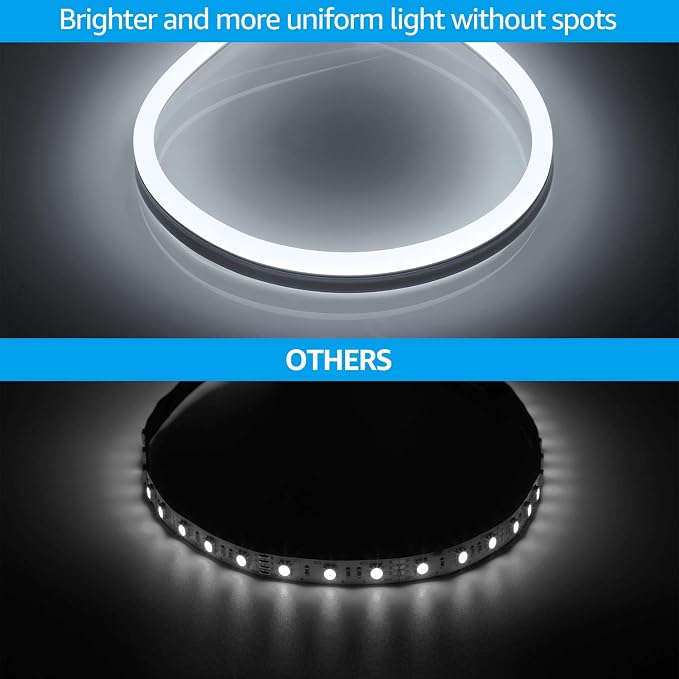 TORCHSTAR 50ft LED Neon Rope Light, Daylight White LED Strip Lights | Outdoor IP67 Waterproof, 120V UL Plug, ETL Connectable, Neon Light Strip for Shop Sign, Patio Decor, Max 2 Sets (100FT)