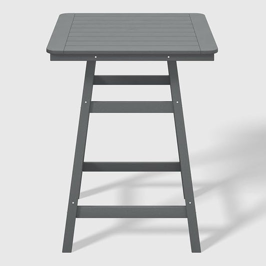 WestinTrends Malibu Square Outdoor Patio Counter High Bistro Bar Table with Umbrella Hole 37" Tall, Gray