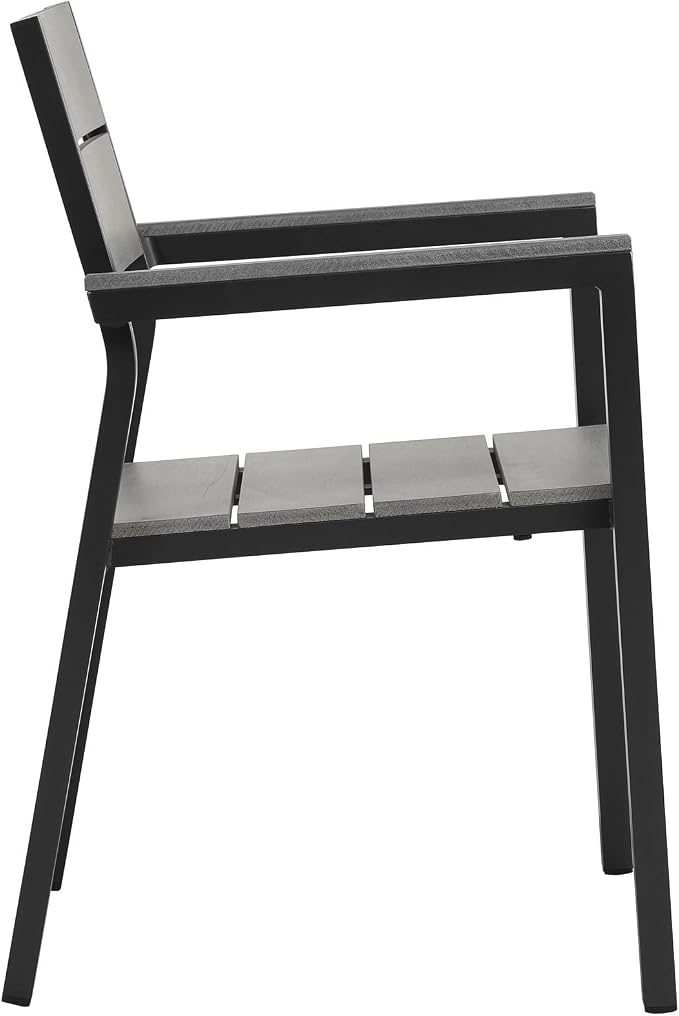 Modway Maine 7-Piece Aluminum Dining Table and Chair Outdoor Patio Set in Brown Gray