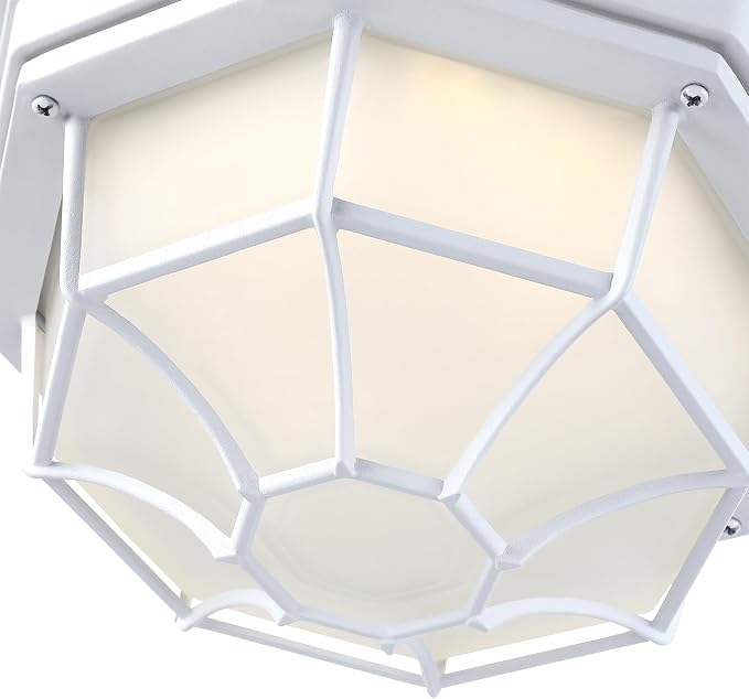 10.5” White LED Close to Ceiling Light for Basement Garage Light Octagonal White Mid-Century Modern Overhead Lights LED 2700K 3000K 3500K 4000K 5000K 10.5in Spider Web Lamp 17W,120V,850Lm-1050Lm