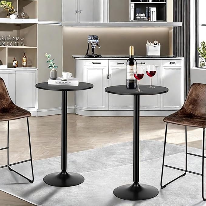 ERGOMASTER Cocktail Table,Two-in-one Modern Style Standing Circular Bar Table 40"/22" Two Convertible Height Suitable for Dining Room, Restaurant, Kitchen (4, Black)