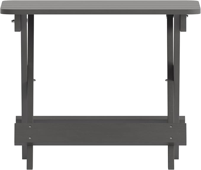 EMMA + OLIVER Haley Outdoor Folding Side Table, Portable All-Weather HDPE Adirondack Side Table, Gray