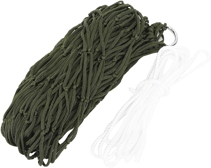 Outdoor Camping Hammock Single Person Breathable Nylon Mesh Net with Rope Lightweight Compact for Hiking Beach Garden Travel(Green)