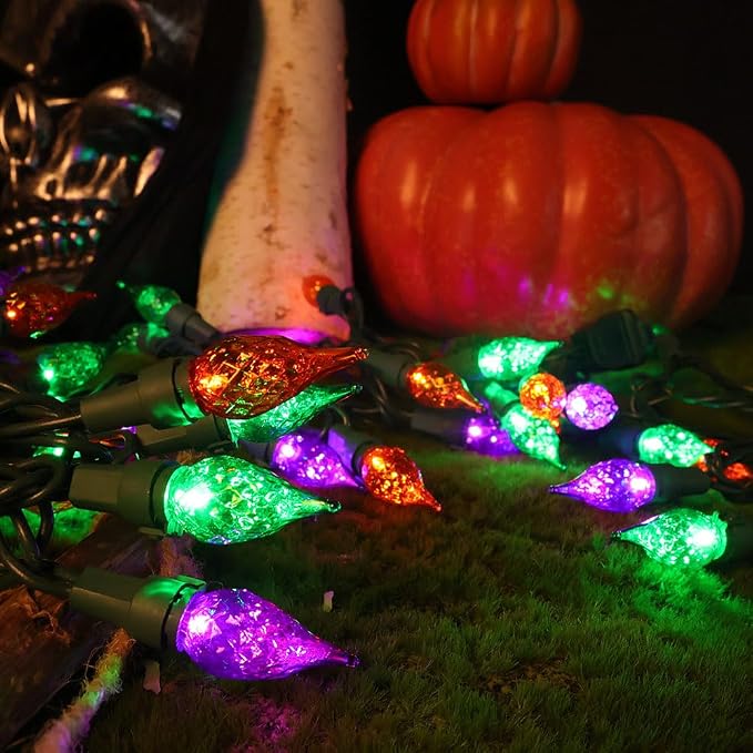 Halloween String Lights 19ft 70 LED Fairy Lights ETL Certified for Indoor Outdoor Patio Xmas Tree Party Decor Orange Purple Green Color Lights Halloween