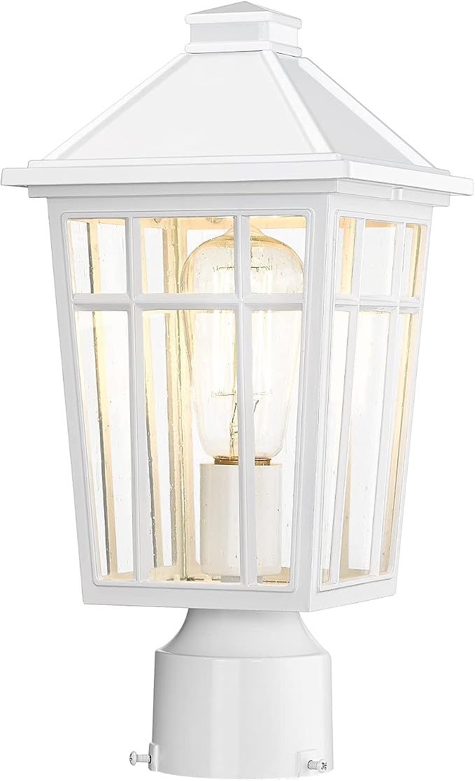 Darkaway Outdoor Post Lights Lamp Post Light Fixture, Waterproof Aluminum Housing with Glass, Fence Post Deck Lighting for Garden, Patio, Pathway (1 Pack, White)
