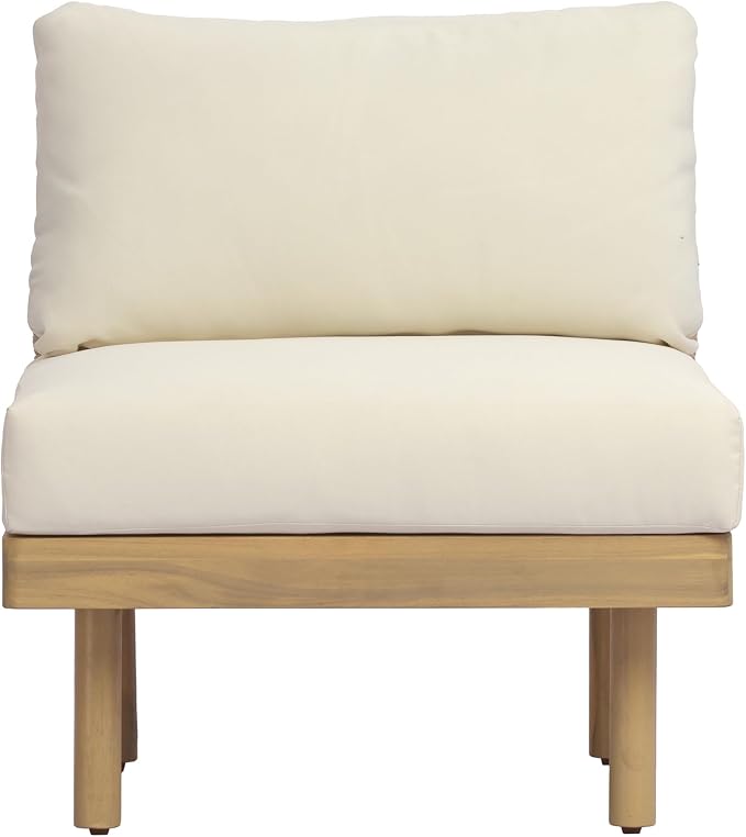 Christopher Knight Home John 4 Piece Patio Furniture Set with Slatted Coffee Table, Outdoor Sofa Set with Rope Back & Cushions, Modern Acacia Wood Sectional Conversation Set, Beige+Cream+Light Teak