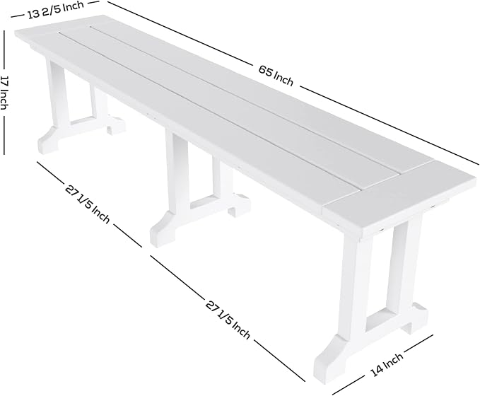 WestinTrends Malibu 6 Piece Adirondack Patio Dining Set with Bench, All Weather Poly Lumber Outdoor Table and Chairs, 71" Trestle Dining Table, 4 Adirondack Chair with Dining Bench, Teak