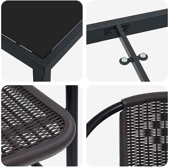 Afuera Living 7 Piece Poly Rattan Garden Dining Set, Black Powder-Coated Steel Frame, Tempered Glass Tabletop, Modern Outdoor Patio Dining Furniture for 6, Easy Assembly, Weather-Resistant