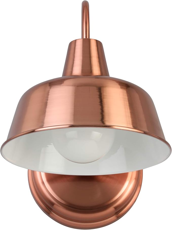 Design House Mason Farmhouse Gooseneck Barn Light, Outdoor Exterior Porch or Patio Wall Light Fixture, Copper Paint, 8 Inch Diameter, 1-Pack, 588434 | Wall Mount, Modern Farmhouse, Steel, Lighting, 588434