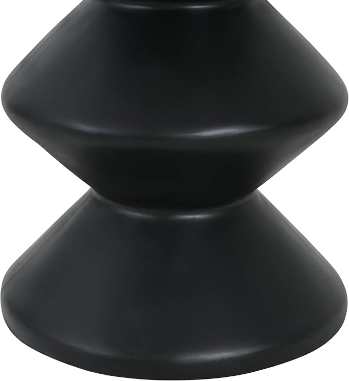 Christopher Knight Home Taric MGO Outdoor Side Table, Lightweight Concrete Round Accent Table for Indoor/Outdoor Usage, Patio Small End Table with Three-Layer Wave Structure, No Assembly, Black