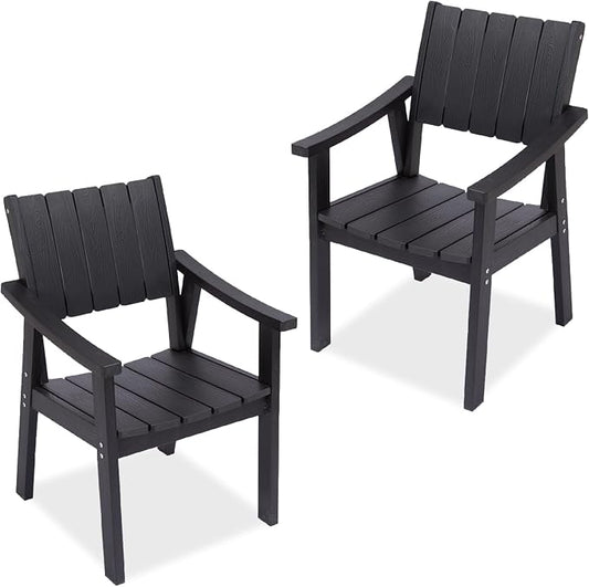 ZHUSI Outdoor Dining Set for 6 HDPE (Black, 2 Chairs)