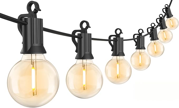 Brightown Outdoor String Lights, 30FT G40 LED IP65 Waterproof Patio Lights | 25 Shatterproof Edison Bulbs, Plug-In, Dimmable, Connectable, Outside Light for Backyard Porch Party Christmas Decorative