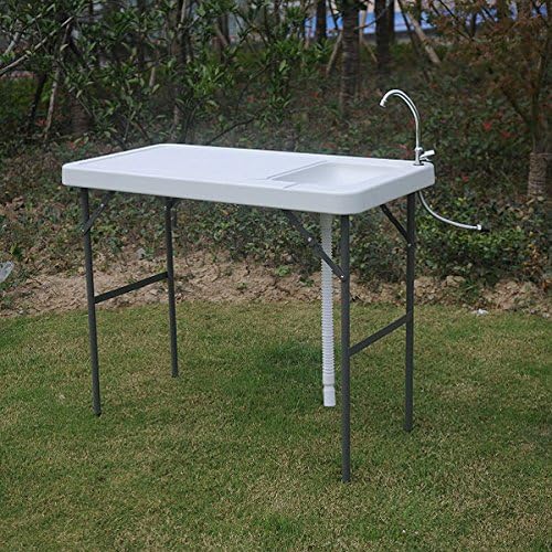Outdoor Picnic Table,Portable Fish Cleaning Table,Folding Portable Hunting Table with Sink Faucet