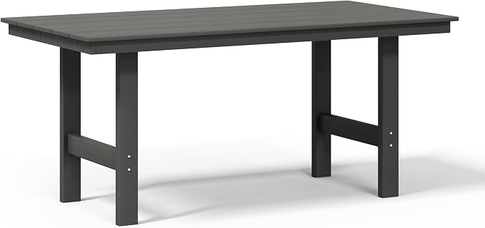 WestinTrends Ashore Outdoor Modern HDPE 66" Wide Rectangle Patio Dining Table for 6, Gray