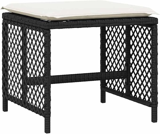 17-Piece Garden Dining Set with Large Rectangular Table Chairs and Stools, Modern PE Rattan and Acacia Wood Outdoor Furniture for Patio and Terrace, Black